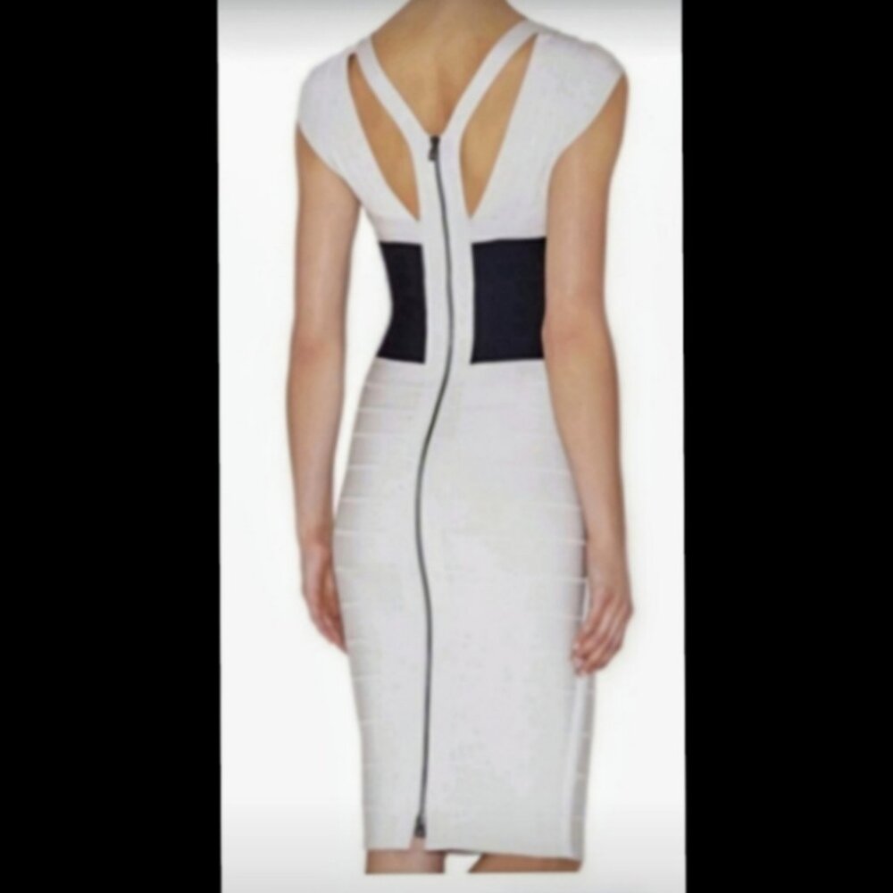 Authentic HERVE LEGER Color Block Bandage Bodycon Dress - Size Small